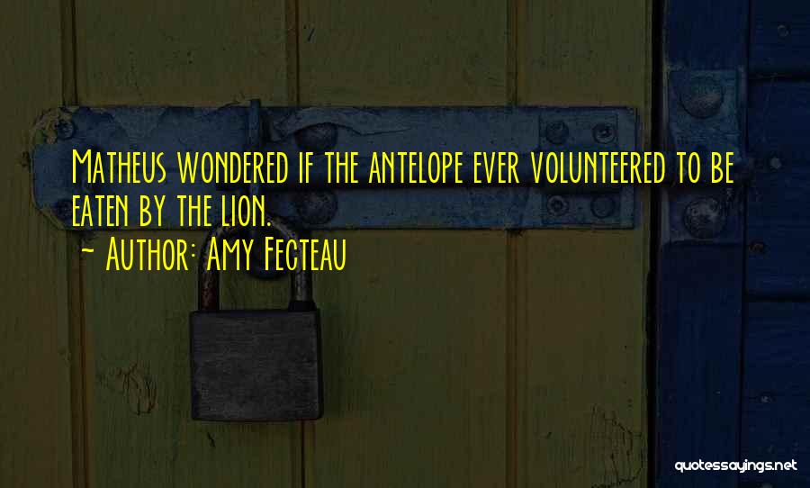 Amy Fecteau Quotes: Matheus Wondered If The Antelope Ever Volunteered To Be Eaten By The Lion.