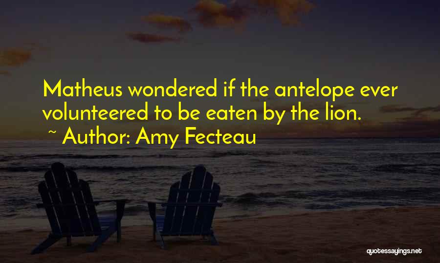 Amy Fecteau Quotes: Matheus Wondered If The Antelope Ever Volunteered To Be Eaten By The Lion.