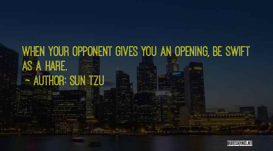 Sun Tzu Quotes: When Your Opponent Gives You An Opening, Be Swift As A Hare.