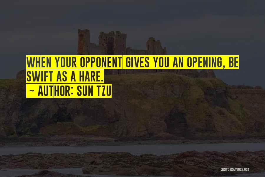 Sun Tzu Quotes: When Your Opponent Gives You An Opening, Be Swift As A Hare.