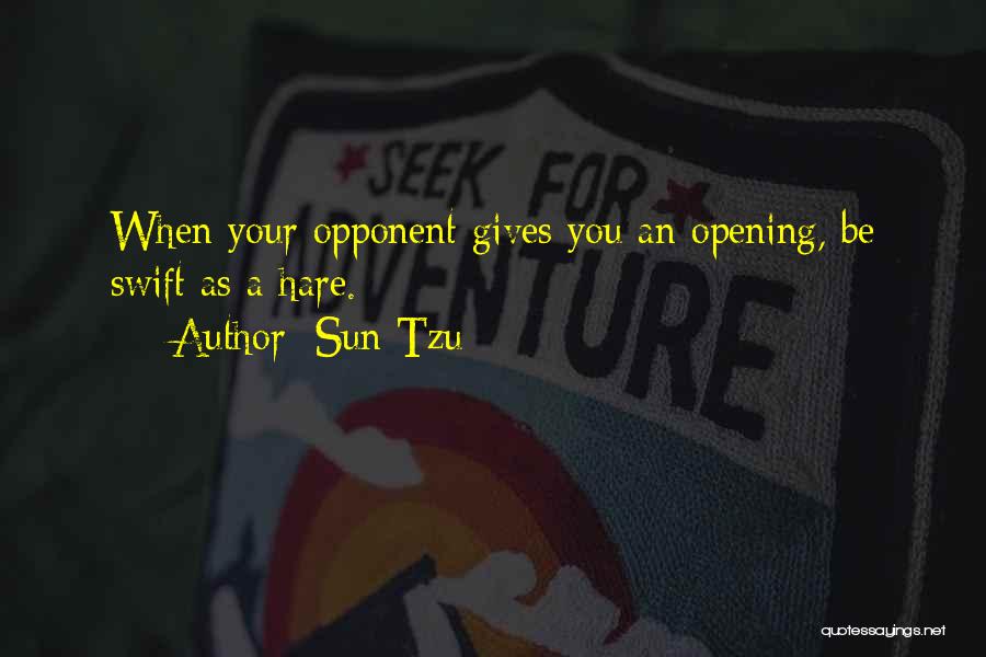 Sun Tzu Quotes: When Your Opponent Gives You An Opening, Be Swift As A Hare.