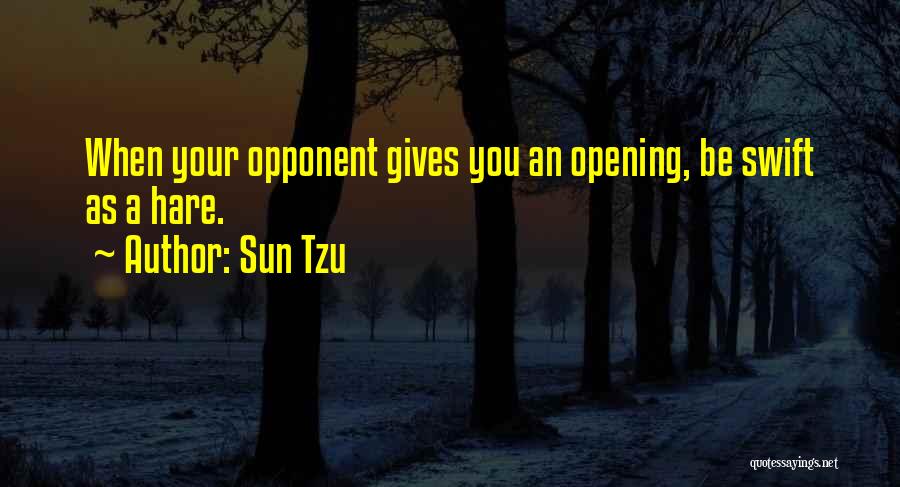Sun Tzu Quotes: When Your Opponent Gives You An Opening, Be Swift As A Hare.