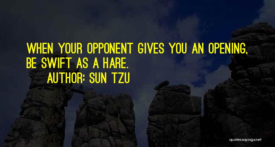 Sun Tzu Quotes: When Your Opponent Gives You An Opening, Be Swift As A Hare.