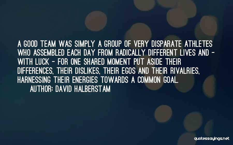 David Halberstam Quotes: A Good Team Was Simply A Group Of Very Disparate Athletes Who Assembled Each Day From Radically Different Lives And