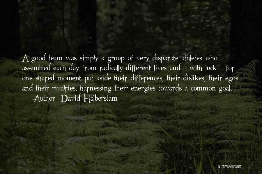 David Halberstam Quotes: A Good Team Was Simply A Group Of Very Disparate Athletes Who Assembled Each Day From Radically Different Lives And