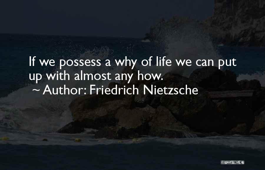 Friedrich Nietzsche Quotes: If We Possess A Why Of Life We Can Put Up With Almost Any How.