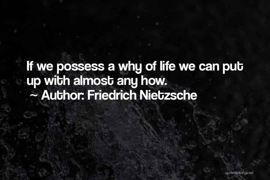 Friedrich Nietzsche Quotes: If We Possess A Why Of Life We Can Put Up With Almost Any How.