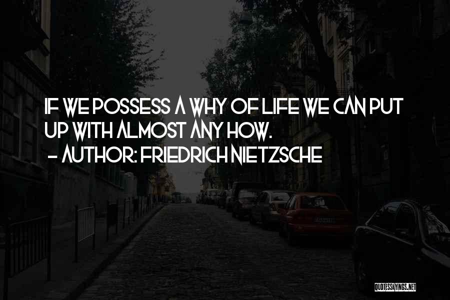 Friedrich Nietzsche Quotes: If We Possess A Why Of Life We Can Put Up With Almost Any How.