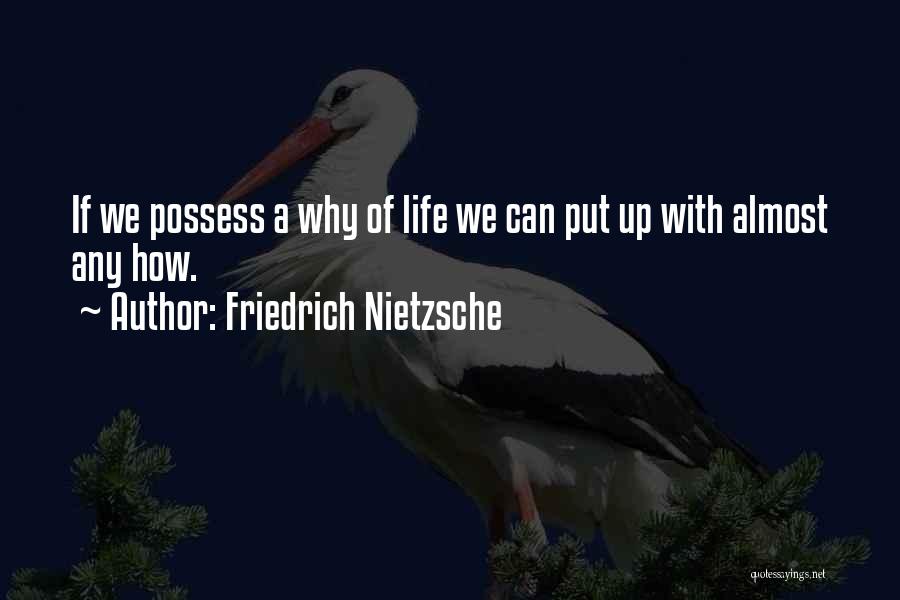 Friedrich Nietzsche Quotes: If We Possess A Why Of Life We Can Put Up With Almost Any How.