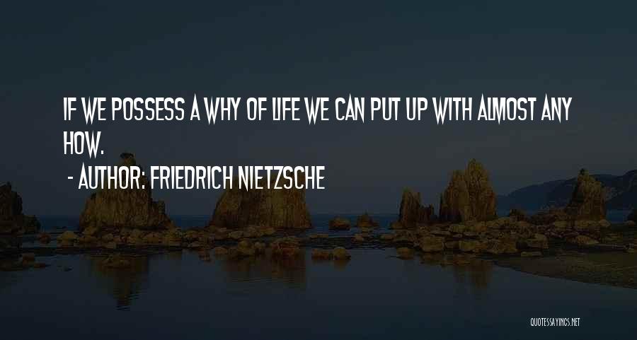Friedrich Nietzsche Quotes: If We Possess A Why Of Life We Can Put Up With Almost Any How.