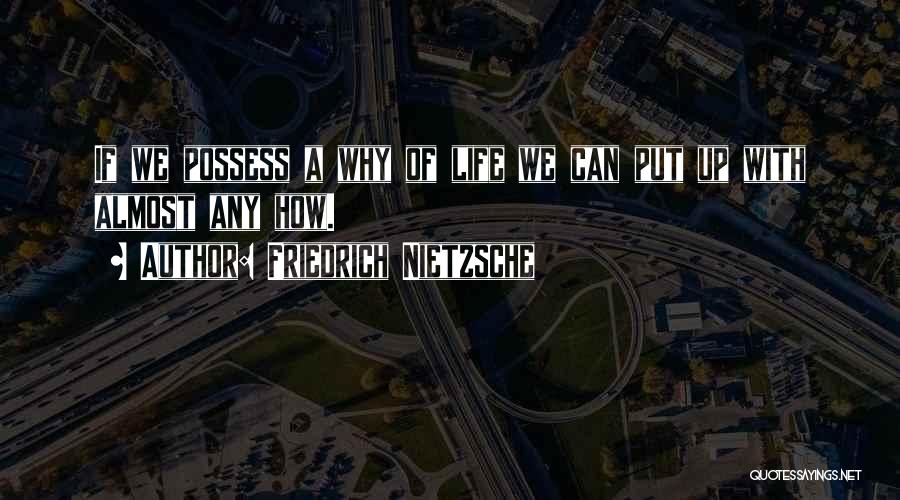 Friedrich Nietzsche Quotes: If We Possess A Why Of Life We Can Put Up With Almost Any How.