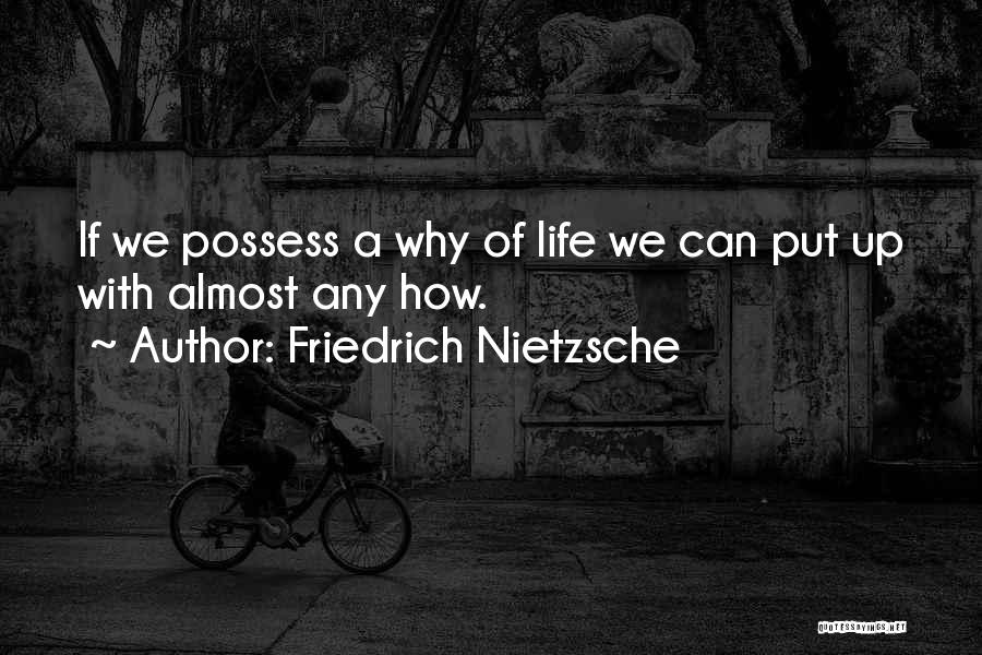 Friedrich Nietzsche Quotes: If We Possess A Why Of Life We Can Put Up With Almost Any How.