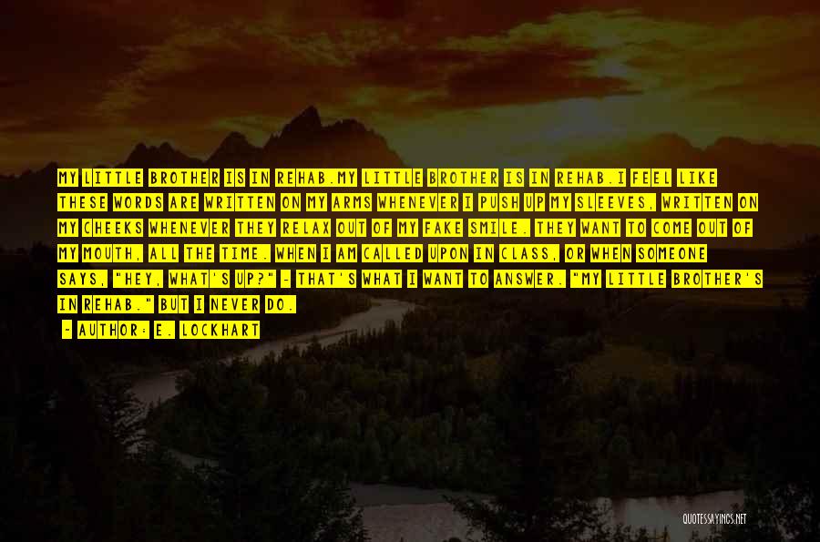 E. Lockhart Quotes: My Little Brother Is In Rehab.my Little Brother Is In Rehab.i Feel Like These Words Are Written On My Arms