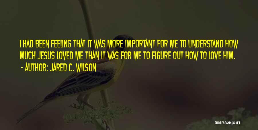Jared C. Wilson Quotes: I Had Been Feeling That It Was More Important For Me To Understand How Much Jesus Loved Me Than It
