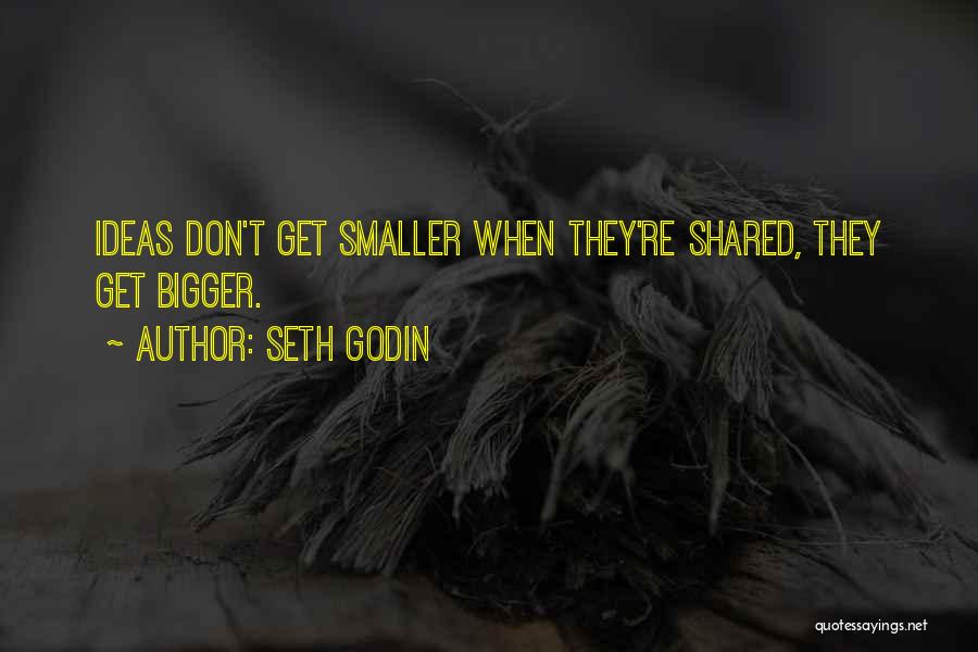 Seth Godin Quotes: Ideas Don't Get Smaller When They're Shared, They Get Bigger.