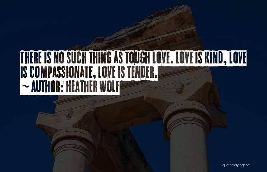 Heather Wolf Quotes: There Is No Such Thing As Tough Love. Love Is Kind, Love Is Compassionate, Love Is Tender.