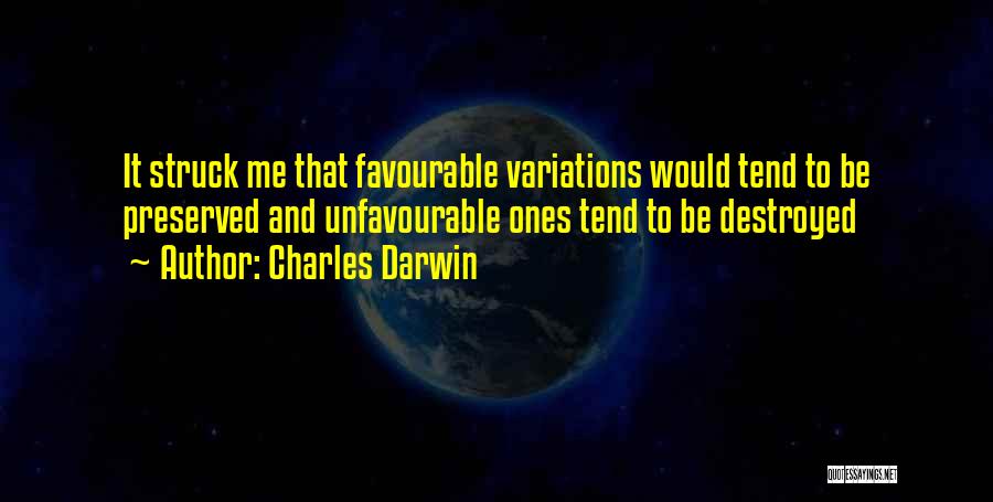 Charles Darwin Quotes: It Struck Me That Favourable Variations Would Tend To Be Preserved And Unfavourable Ones Tend To Be Destroyed