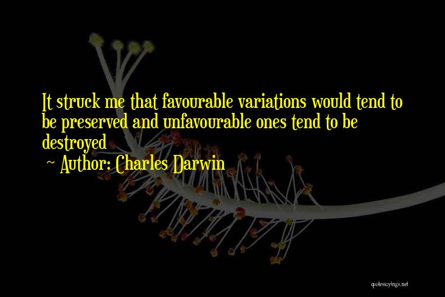 Charles Darwin Quotes: It Struck Me That Favourable Variations Would Tend To Be Preserved And Unfavourable Ones Tend To Be Destroyed