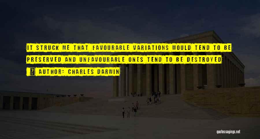 Charles Darwin Quotes: It Struck Me That Favourable Variations Would Tend To Be Preserved And Unfavourable Ones Tend To Be Destroyed