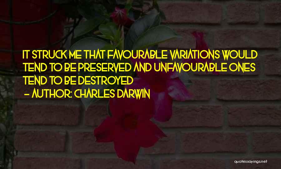 Charles Darwin Quotes: It Struck Me That Favourable Variations Would Tend To Be Preserved And Unfavourable Ones Tend To Be Destroyed