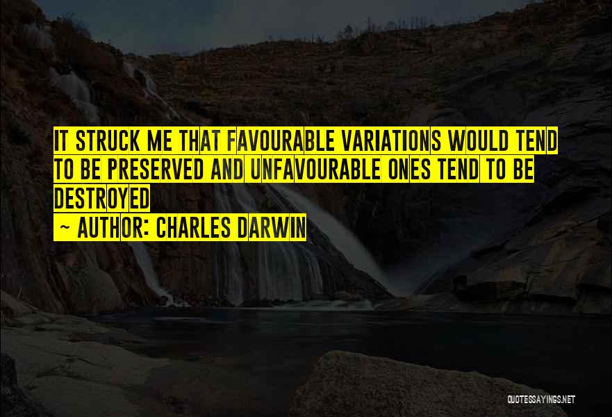 Charles Darwin Quotes: It Struck Me That Favourable Variations Would Tend To Be Preserved And Unfavourable Ones Tend To Be Destroyed