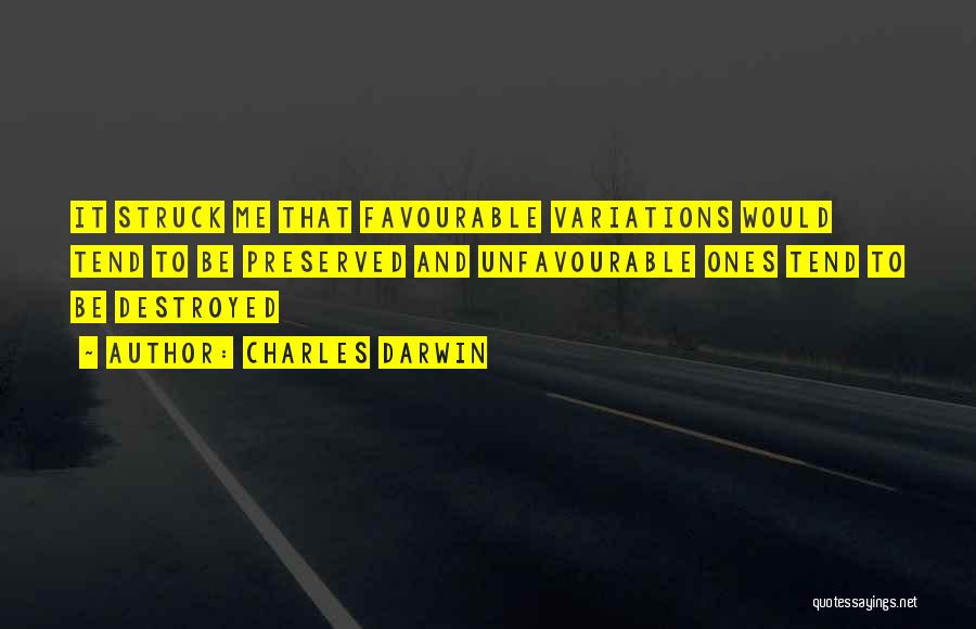 Charles Darwin Quotes: It Struck Me That Favourable Variations Would Tend To Be Preserved And Unfavourable Ones Tend To Be Destroyed