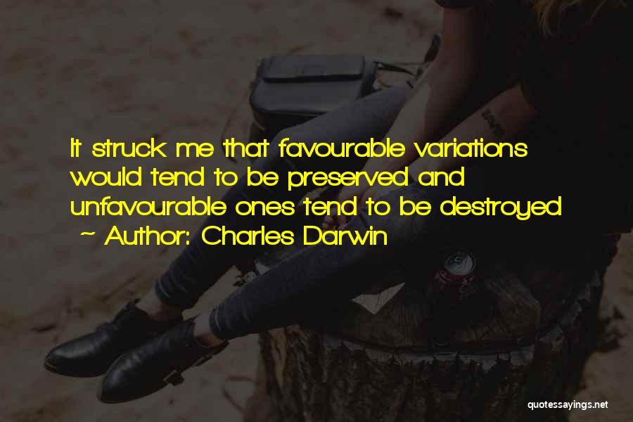 Charles Darwin Quotes: It Struck Me That Favourable Variations Would Tend To Be Preserved And Unfavourable Ones Tend To Be Destroyed