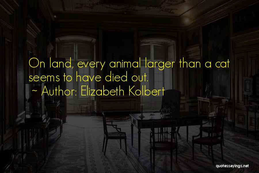 Elizabeth Kolbert Quotes: On Land, Every Animal Larger Than A Cat Seems To Have Died Out.