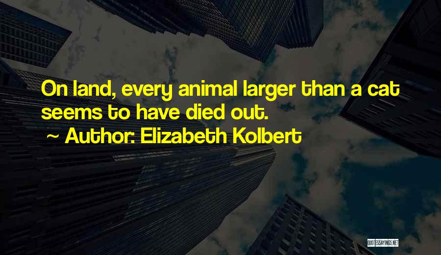 Elizabeth Kolbert Quotes: On Land, Every Animal Larger Than A Cat Seems To Have Died Out.