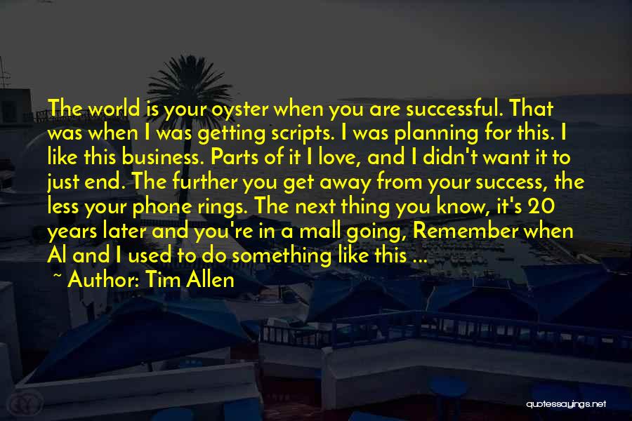 Tim Allen Quotes: The World Is Your Oyster When You Are Successful. That Was When I Was Getting Scripts. I Was Planning For