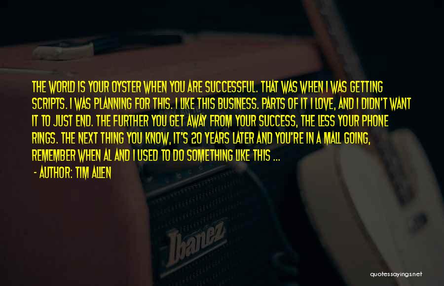 Tim Allen Quotes: The World Is Your Oyster When You Are Successful. That Was When I Was Getting Scripts. I Was Planning For