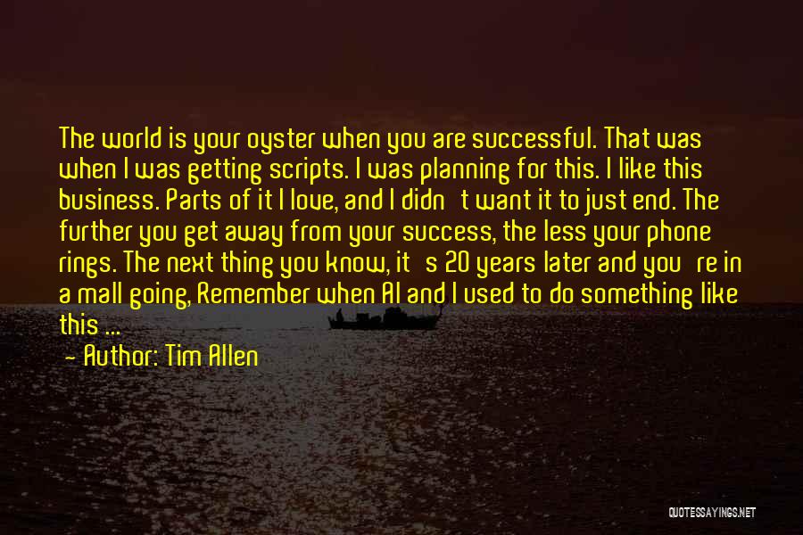 Tim Allen Quotes: The World Is Your Oyster When You Are Successful. That Was When I Was Getting Scripts. I Was Planning For