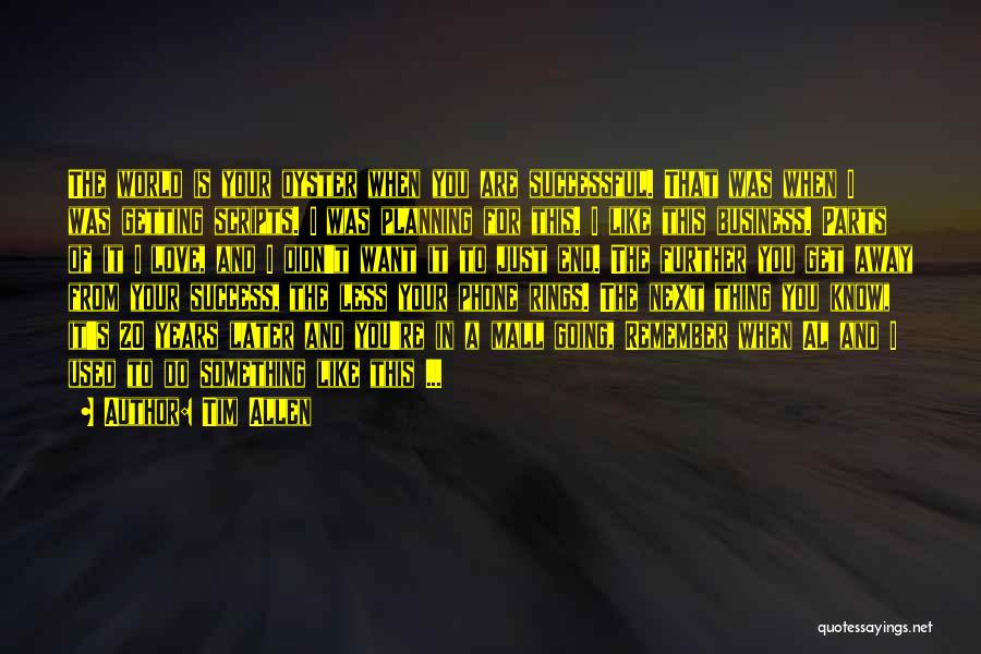 Tim Allen Quotes: The World Is Your Oyster When You Are Successful. That Was When I Was Getting Scripts. I Was Planning For