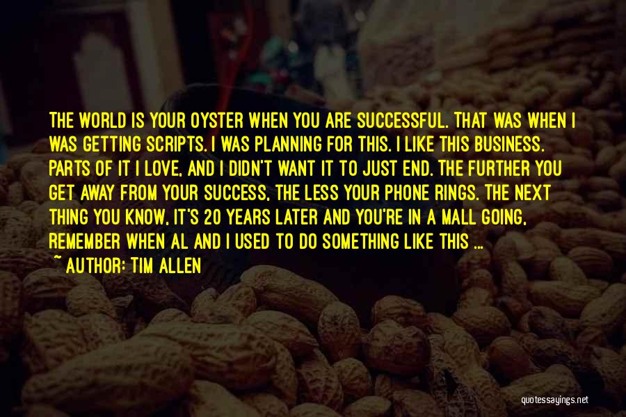 Tim Allen Quotes: The World Is Your Oyster When You Are Successful. That Was When I Was Getting Scripts. I Was Planning For