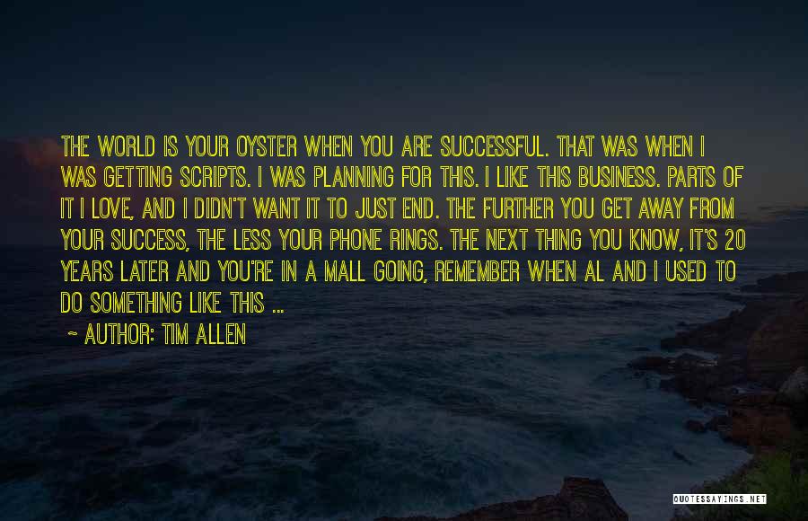 Tim Allen Quotes: The World Is Your Oyster When You Are Successful. That Was When I Was Getting Scripts. I Was Planning For