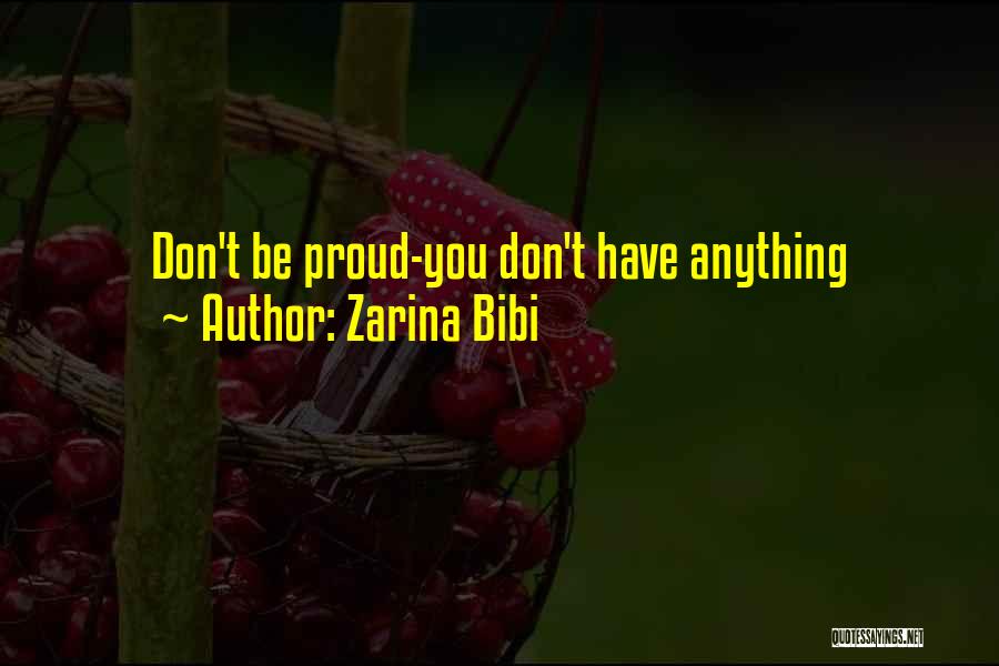 Zarina Bibi Quotes: Don't Be Proud-you Don't Have Anything