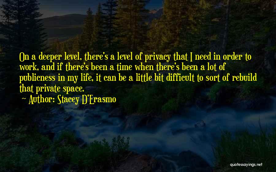 Stacey D'Erasmo Quotes: On A Deeper Level, There's A Level Of Privacy That I Need In Order To Work, And If There's Been