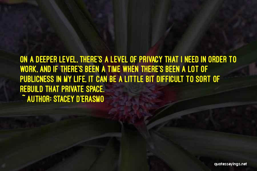 Stacey D'Erasmo Quotes: On A Deeper Level, There's A Level Of Privacy That I Need In Order To Work, And If There's Been