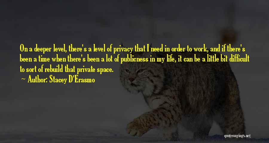 Stacey D'Erasmo Quotes: On A Deeper Level, There's A Level Of Privacy That I Need In Order To Work, And If There's Been