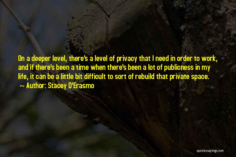 Stacey D'Erasmo Quotes: On A Deeper Level, There's A Level Of Privacy That I Need In Order To Work, And If There's Been