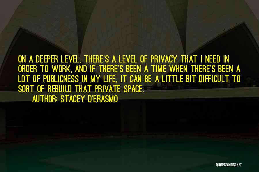 Stacey D'Erasmo Quotes: On A Deeper Level, There's A Level Of Privacy That I Need In Order To Work, And If There's Been