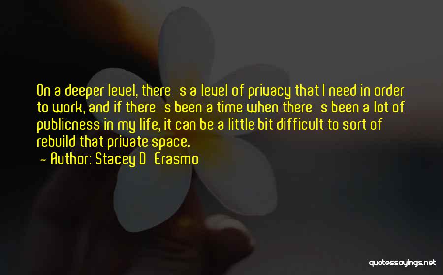 Stacey D'Erasmo Quotes: On A Deeper Level, There's A Level Of Privacy That I Need In Order To Work, And If There's Been