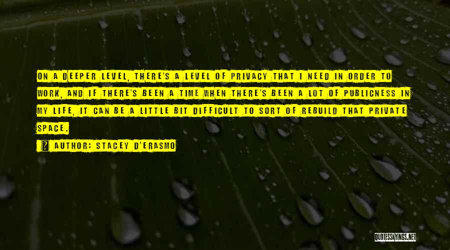 Stacey D'Erasmo Quotes: On A Deeper Level, There's A Level Of Privacy That I Need In Order To Work, And If There's Been