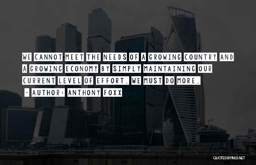 Anthony Foxx Quotes: We Cannot Meet The Needs Of A Growing Country And A Growing Economy By Simply Maintaining Our Current Level Of
