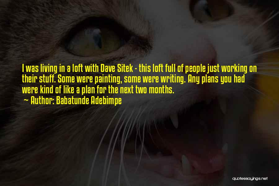 Babatunde Adebimpe Quotes: I Was Living In A Loft With Dave Sitek - This Loft Full Of People Just Working On Their Stuff.