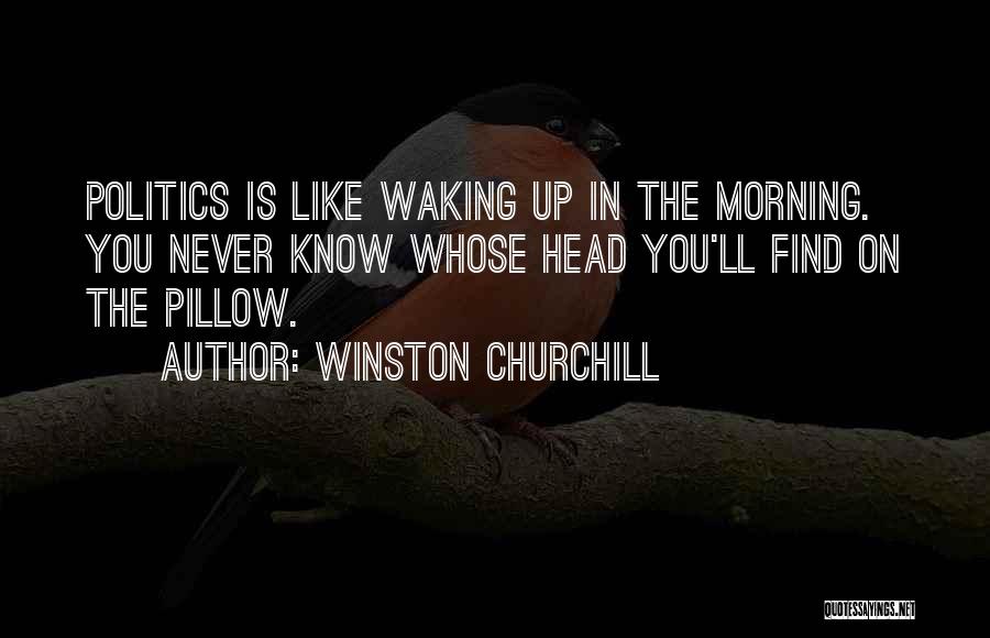 Winston Churchill Quotes: Politics Is Like Waking Up In The Morning. You Never Know Whose Head You'll Find On The Pillow.