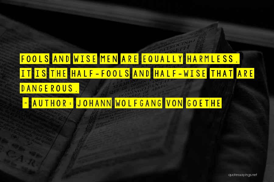 Johann Wolfgang Von Goethe Quotes: Fools And Wise Men Are Equally Harmless. It Is The Half-fools And Half-wise That Are Dangerous.