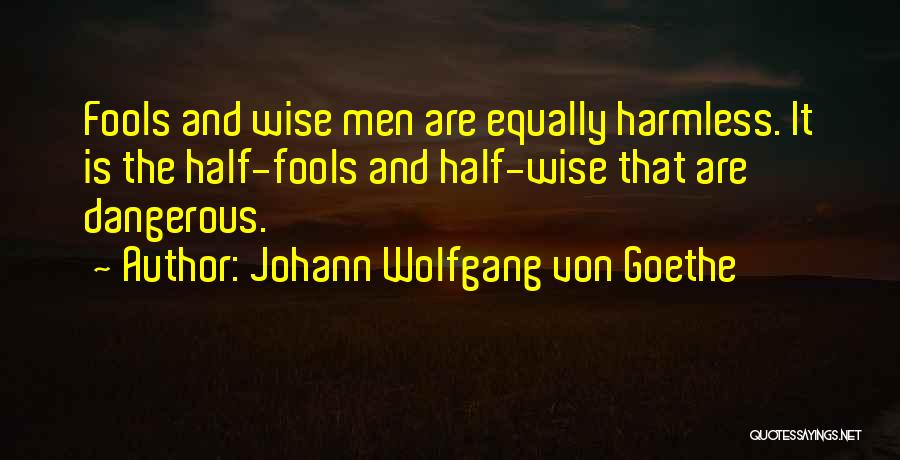 Johann Wolfgang Von Goethe Quotes: Fools And Wise Men Are Equally Harmless. It Is The Half-fools And Half-wise That Are Dangerous.