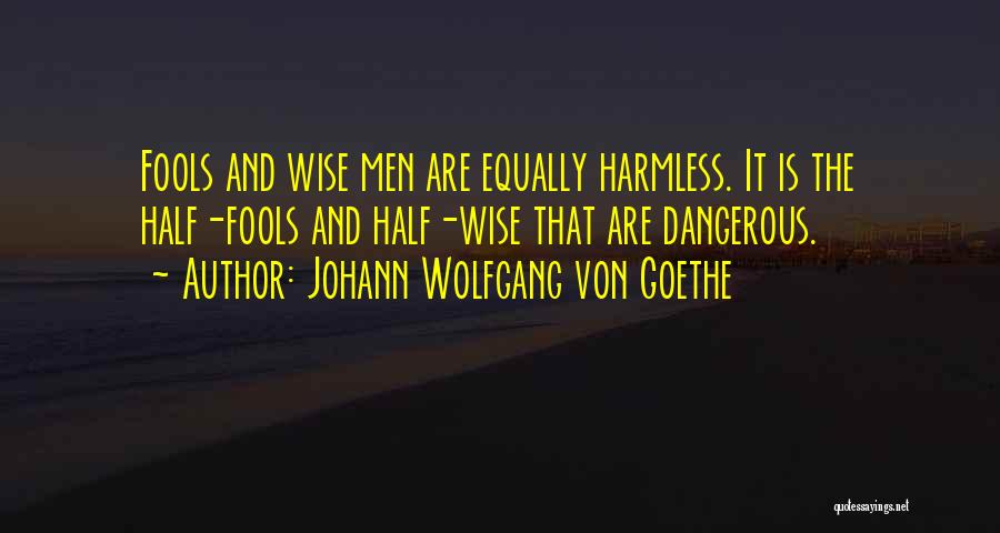 Johann Wolfgang Von Goethe Quotes: Fools And Wise Men Are Equally Harmless. It Is The Half-fools And Half-wise That Are Dangerous.