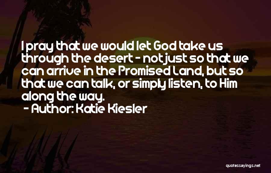 Katie Kiesler Quotes: I Pray That We Would Let God Take Us Through The Desert - Not Just So That We Can Arrive